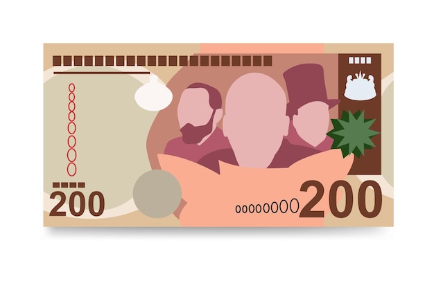 Lesotho Loti Vector Illustration Südafrika Geldsatz Bündel Banknoten Papiergeld 200 LSL
