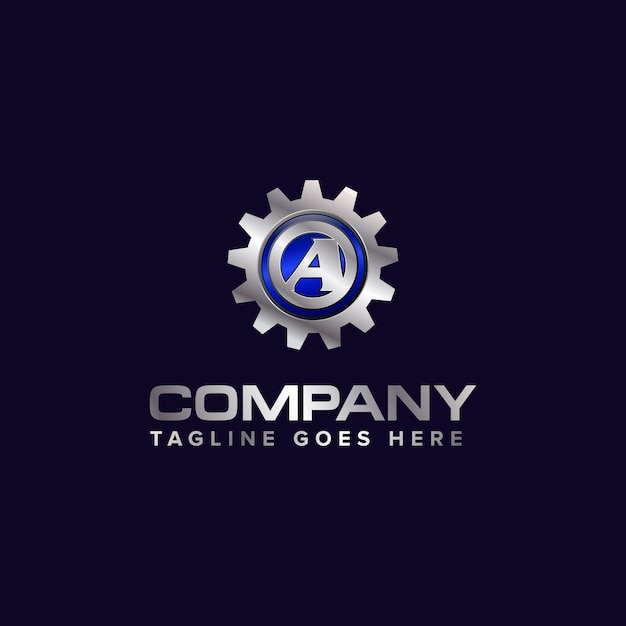 Letter a gear vector template logo dieses design eignet sich für technologieindustrie oder automotive gradient grey