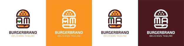 Vektor letter am und ma burger logo geeignet für jedes geschäft im zusammenhang mit burger mit am- oder ma-initialen