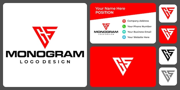 Letter gs-monogramm-fitness-logo-design mit visitenkartenvorlage