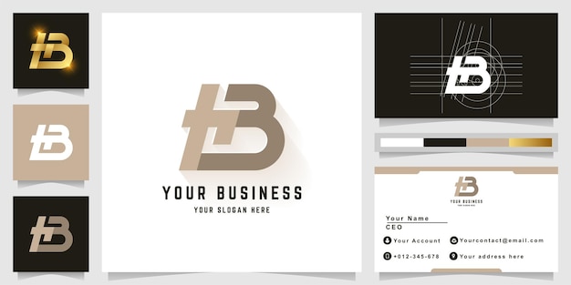 Letter HB- oder LhB-Monogramm-Logo mit Visitenkartendesign