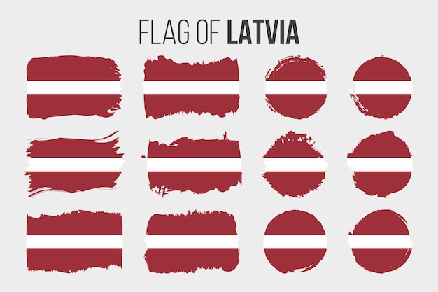 Lettland-flagge illustration pinselstrich und grunge flaggen von lettland isoliert auf weiss