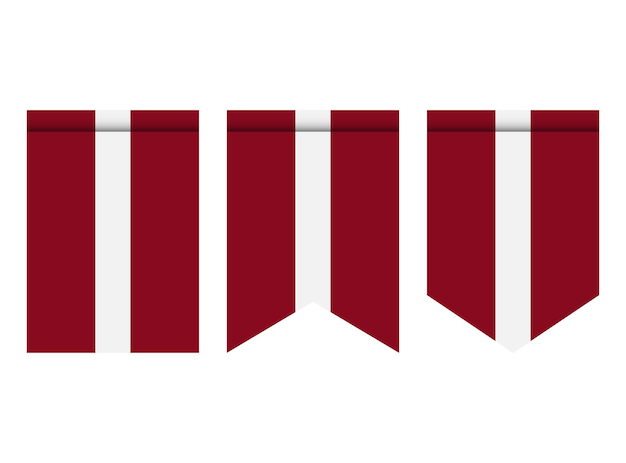 Vektor lettland-flagge oder wimpel isoliert auf weißem hintergrund. wimpel-flag-symbol.