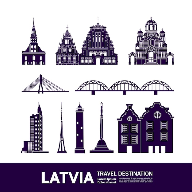 Lettland Reiseziel Vektor Illustration.