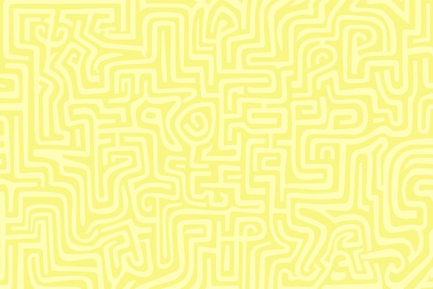 Leuchtend gelbes abstraktes Labyrinth mit komplizierten Mustern und Formen