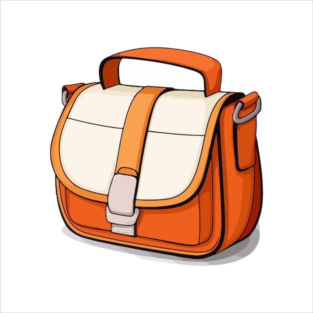 Leuchtend orange-weiße grafik-cartoon-tasche mit riemen