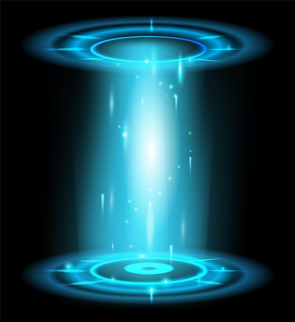 Leuchtende blaue lichtringe portal-aura-effekt