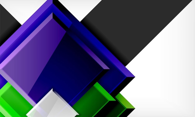 Leuchtende farbenfrohe quadratische Blöcke mit geometrischem Hintergrund