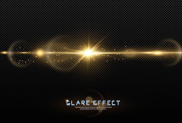 Leuchtende goldene Sterne lokalisiert auf schwarzem Hintergrund. Effekte, Linseneffekt, Glanz, Explosion, goldenes Licht, Set. Leuchtende Sterne, schöne goldene Strahlen.