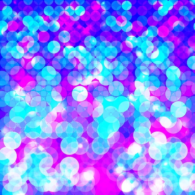 Leuchtender bunter hintergrund mit bunten disco-lichtern bokeh beleuchtet vektorillustration