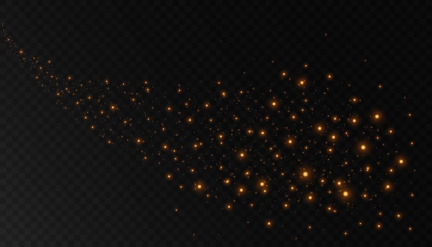 Leuchtender Lichteffekt mit vielen Glitzerpartikeln einzeln auf transparentem Hintergrund
