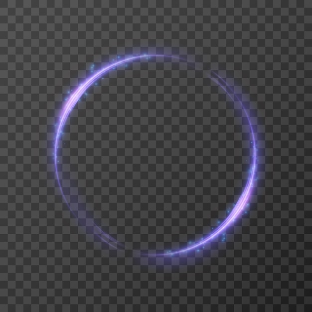 Leuchtender lila Kreis auf durchsichtigem Hintergrund Leuchtender Ring mit heller Hintergrundbeleuchtung