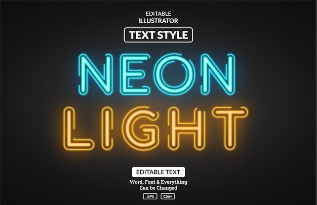Leuchtender Neonlichtstil, bearbeitbarer Texteffekt