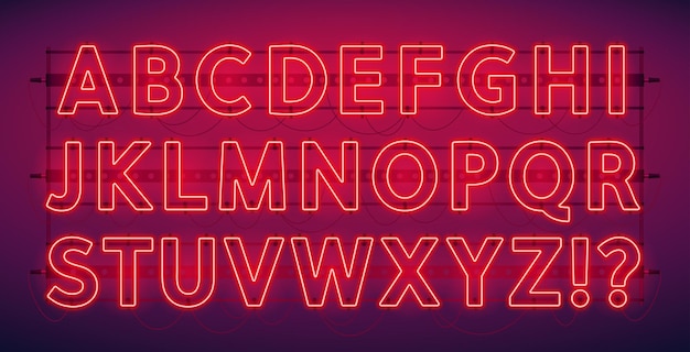 Leuchtendes rotes neon-alphabet