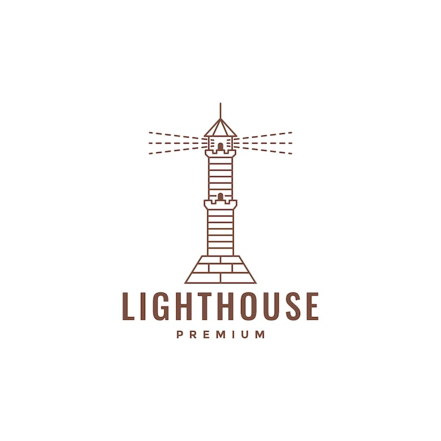 Leuchtturm gebäude ozean minimalistische linie vintage-logo-design-vektor