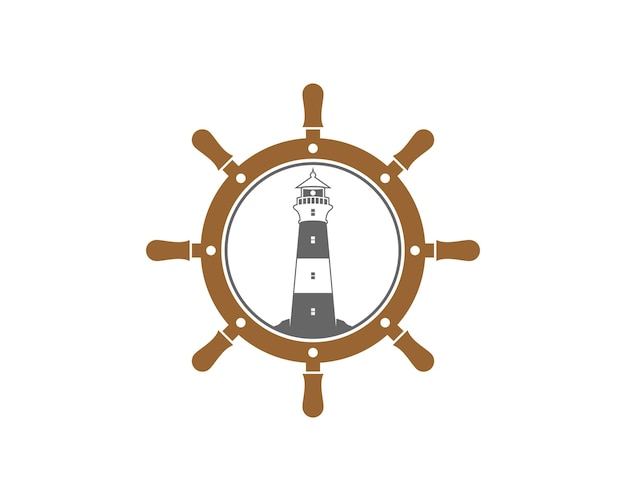 Leuchtturm im schiffslenkrad