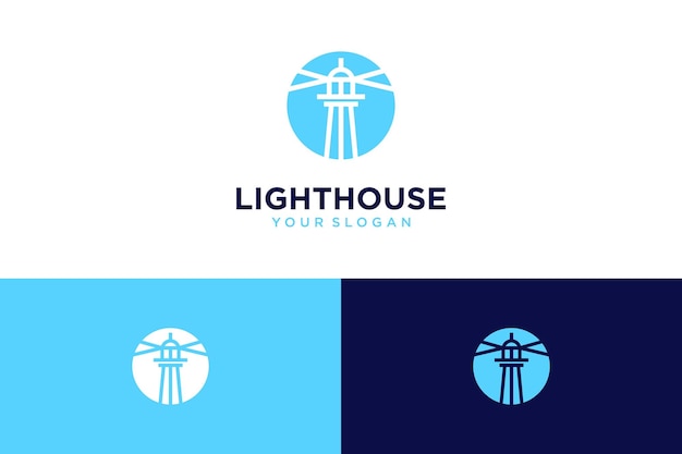 Leuchtturm-Logo-Design mit Blau und Kreis