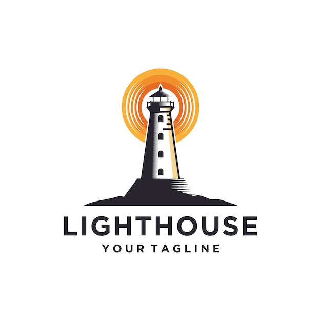 Leuchtturm-logo-schablonenillustration