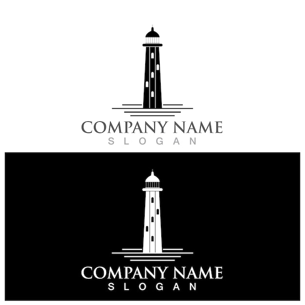 Leuchtturm-Logo und Vektorvorlage