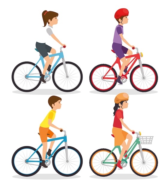 Leute fahren Fahrrad