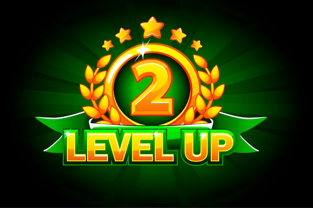 Level up banner mit grünem band