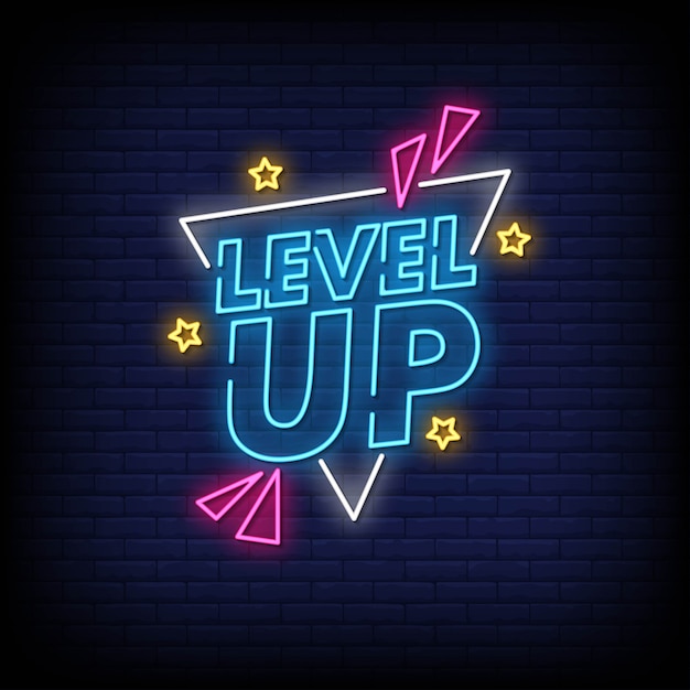 Level Up Neon Sign Style Text Vektor