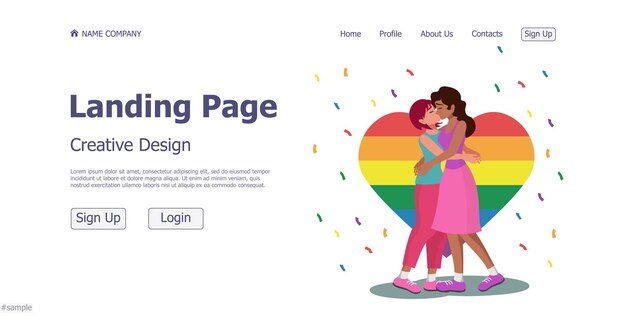 Lgbt-community-website-landing-page-design-konzept vektor