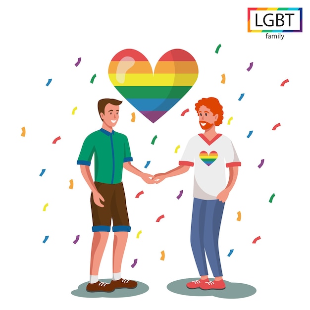 LGBT-Familie zwei Männer halten sich gegenseitig die Hände - Vektorillustration