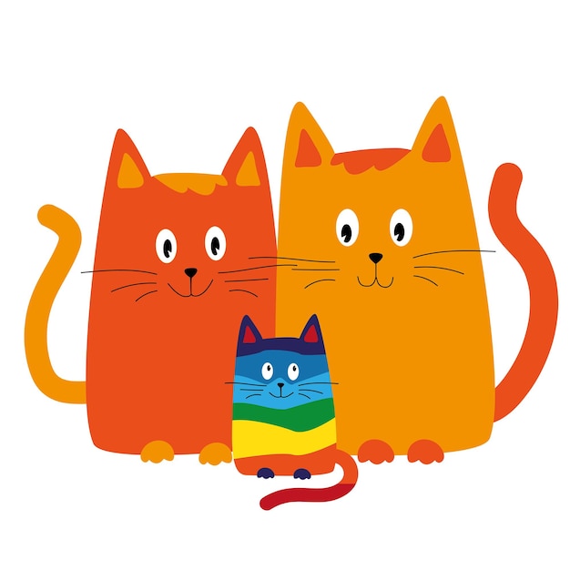 Lgbt-katzen samesex lieben nicht wie alle anderen niedliche cartoon-katzen-vektor-exemplar gezeichnet lustig c