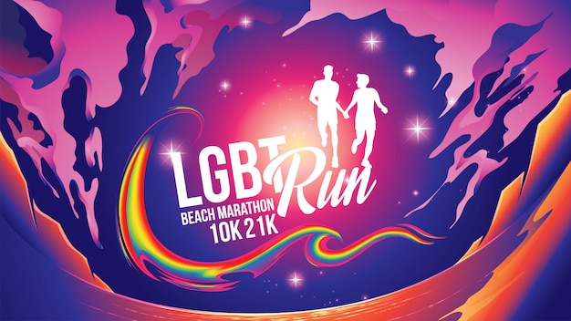 Lgbt-marathon in der nähe des strandthemas