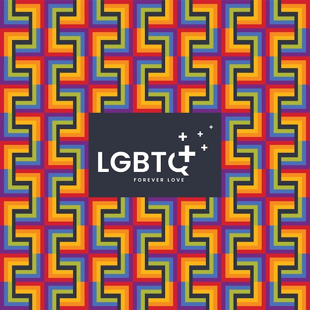 Lgbt-stolz-vektorformat regenbogenfahne mit wort lgbtq plus für poster-liebessymbol-hintergrunddesign