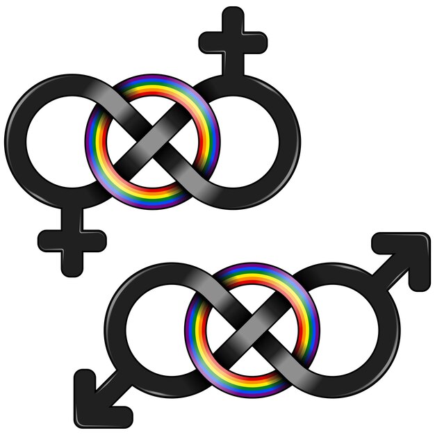 Vektor lgbt-symbol vereint durch unendlichkeit