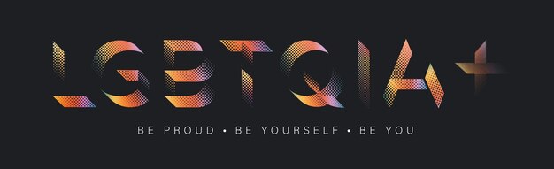 Lgbtqia-typografie text kreatives design auf dem hinteren banner hintergrund gay pride month-konzept