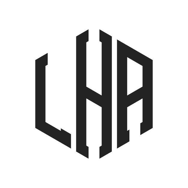 LHA-Logo-Design Anfangsbuchstaben LHA-Monogramm-Logo in sechseckiger Form