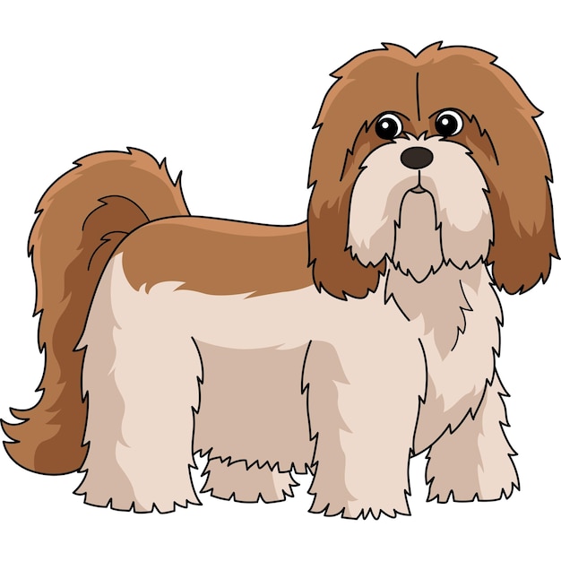 Lhasa Apso Hund Cartoon-Clipart-Illustration