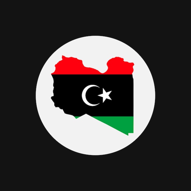 Libyen-kartenschattenbild mit flagge auf weißem hintergrund