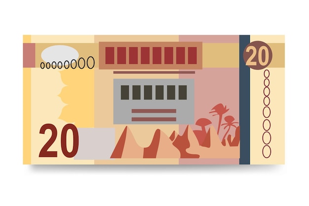 Vektor libyscher dinar-vektorillustration libyen-geldsatz-bündelbanknoten papiergeld 20 lyd