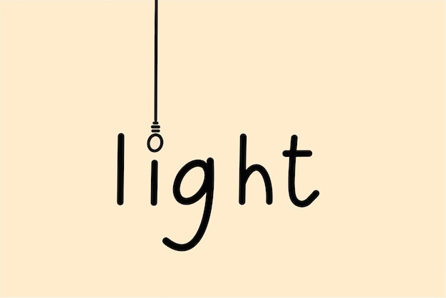 Licht lampe wort schriftart schriftzug kalligraphie handgeschriebener vektor schöne ornament dekoration weiß