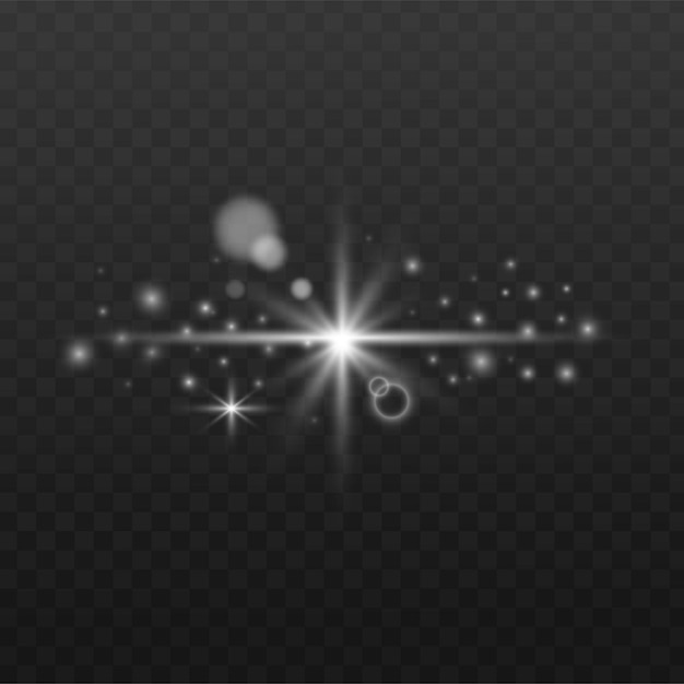 Lichtblitz auf schwarzem Hintergrund Sterne funkeln Sterne glitzer weiße funkelnde Sterne Vektorleuchtung
