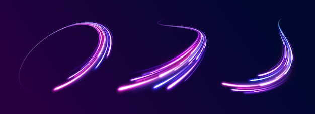 Lichtbogen in Neonfarben in Form einer Wendung Magisches helles Leuchten Leuchten von Energielinien