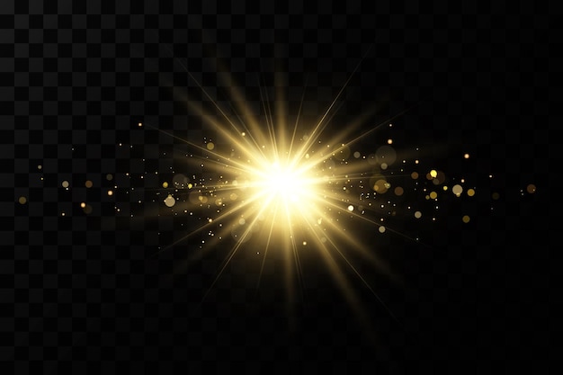 Lichteffekt bright star light explodiert auf einem transparenten hintergrund helle sonne