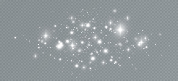 Lichteffekt mit glitzerpartikeln.weihnachtsstaub.weiße funken leuchten mit besonderem licht