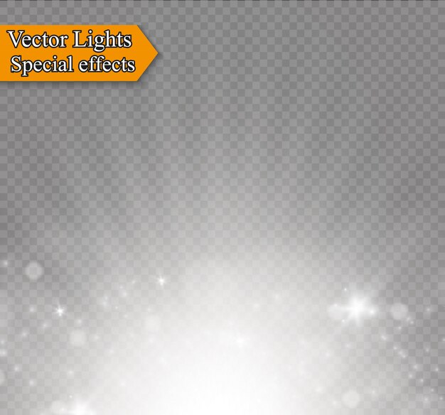Lichteffekt Spezialeffekt mit Lichtstrahlen und magischen Glitzern. Glow transparentes Lichteffektset, Explosion, Glitzer, Funke, Weiß, Sonnenblitz.