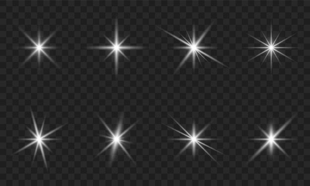 Lichtstrahl glanzeffekt silver flare sparkle star auf transparentem hintergrund silver bright flare
