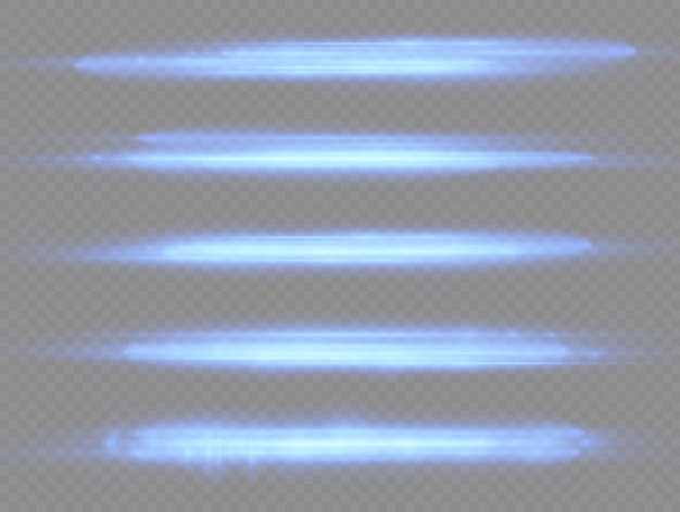 Vektor lichtstrahlen blinken blaue horizontale lens flares pack laserstrahlen glühen geschwindigkeitslinie schöne flare vektor