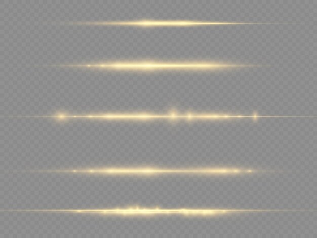 Lichtstrahlen blinken gelbe horizontale Linsenfackeln packen Laserstrahlen leuchten gelbe Linie schöne Flare