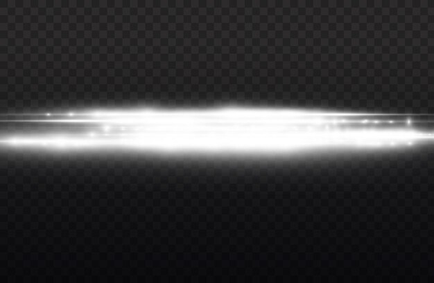 Lichtstrahlen blinken weiße horizontale Linsenfackeln packen Laserstrahlen leuchten weiße Linie schöne Flare