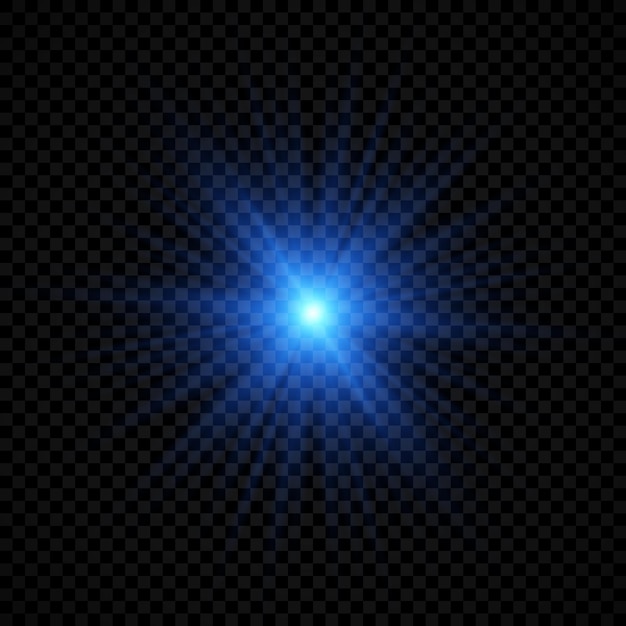 Lichtwirkung von lens flares. blau leuchtende lichter starburst-effekte mit funkeln auf einem transparenten hintergrund. vektorillustration