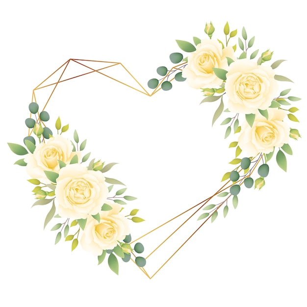 Liebe Blumenrahmen Hintergrund mit weißen Rosen
