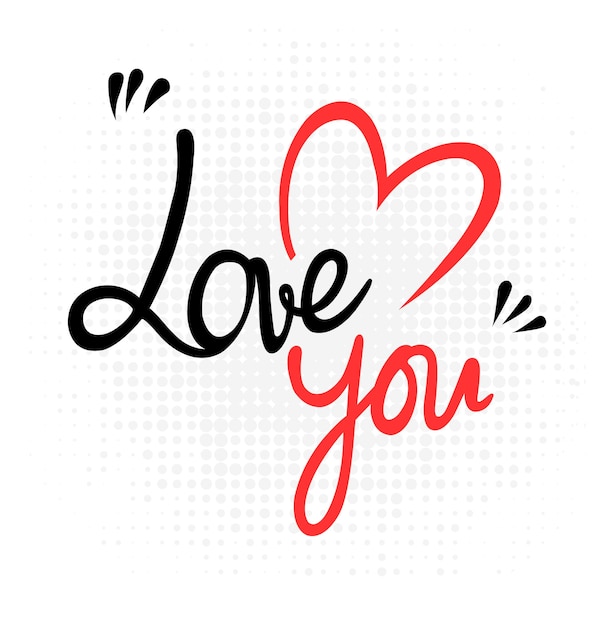 Vektor liebe dich handgezeichnete schriftzüge mit süßem herz für romantische liebes- und valentinstagskonzepte